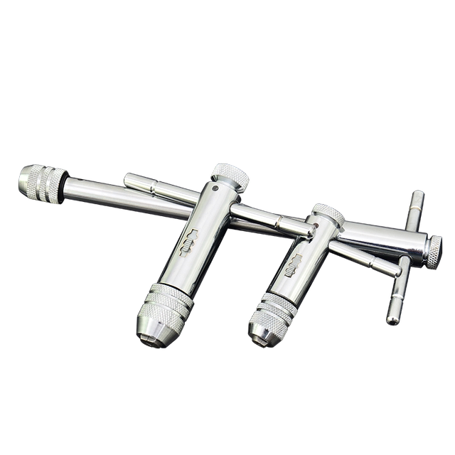 Adjustable tap wrench, ratchet tapping wrench, extended tap tapping tool chuck frame, manual