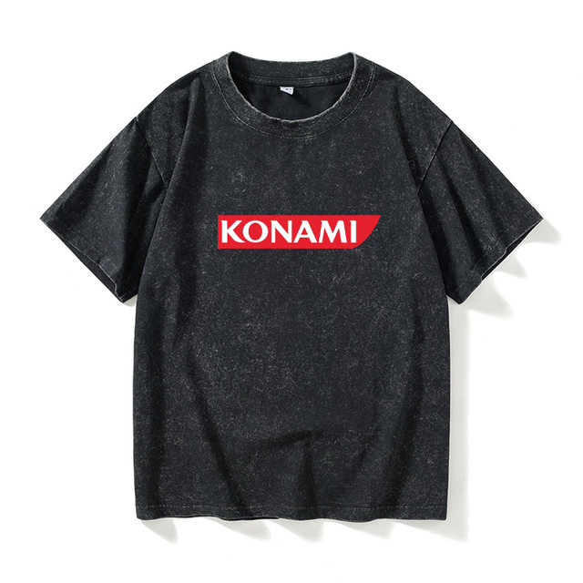 KONAMI logo T -shirt short -sleeved tide clothes female male round neck large size loose summer couple clothes on cotton