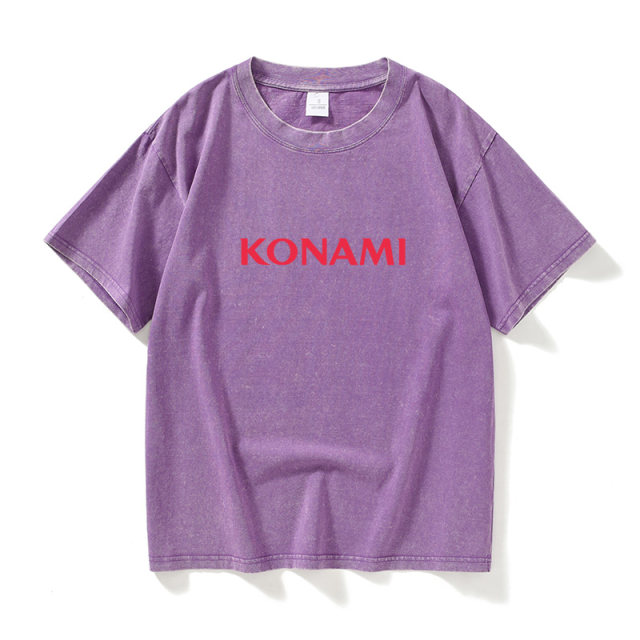 KONAMI logo T -shirt short -sleeved tide clothes female male round neck large size loose summer couple clothes on cotton