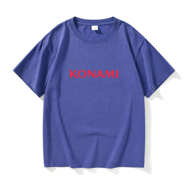 KONAMI logo T -shirt short -sleeved tide clothes female male round neck large size loose summer couple clothes on cotton