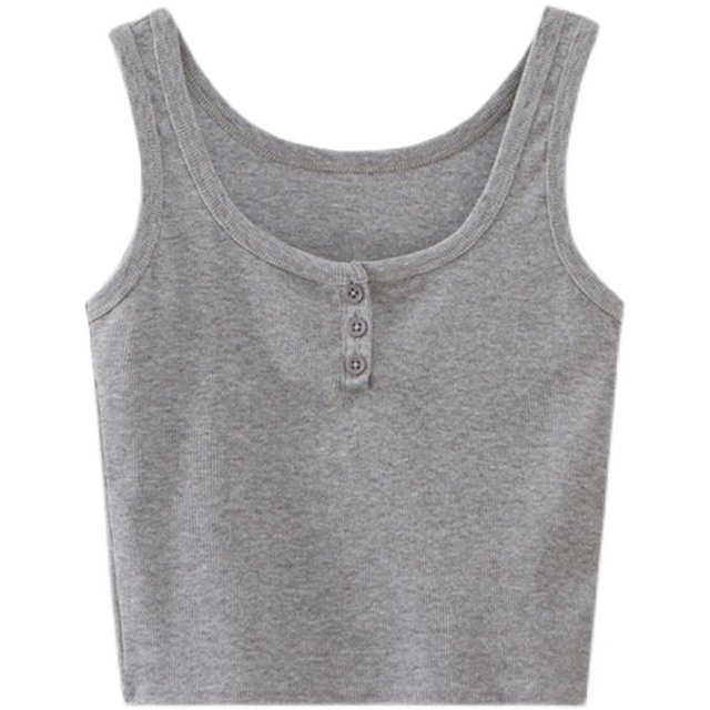 Pure hot girl threaded suspender vest for women with 2025 summer new round neck slim niche top