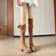 Uncle Six Points Thick-soled Two-Wear Maillard Knight Boots Women's Autumn and Winter New Style Little People's Heightened Over-the-Knee Long Boots
