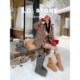Small thick-soled gray long-tube snow boots for women 2025 new winter style heightened and thickened Northeast cotton shoes
