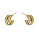 Diamond small fragrant shell double-layer C-shaped unique earrings niche high-end temperament earrings for women in autumn and winter versatile earrings