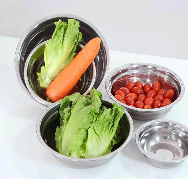 Stainless steel household fast food plate soup bowl plate student dining plate stainless steel basin kitchen standard grade beating eggs and noodles