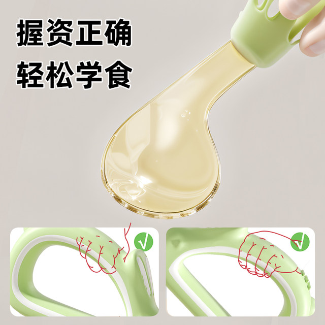Baby PPSU Spoon Learn to Eat Training Silicone Spoon Newborn Babies Eat Children's Tableware Complementary Food Portable