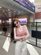 Pure little fragrance style high-end pink knitted v-neck sleeveless knitted vest hot girl sexy short suspender top