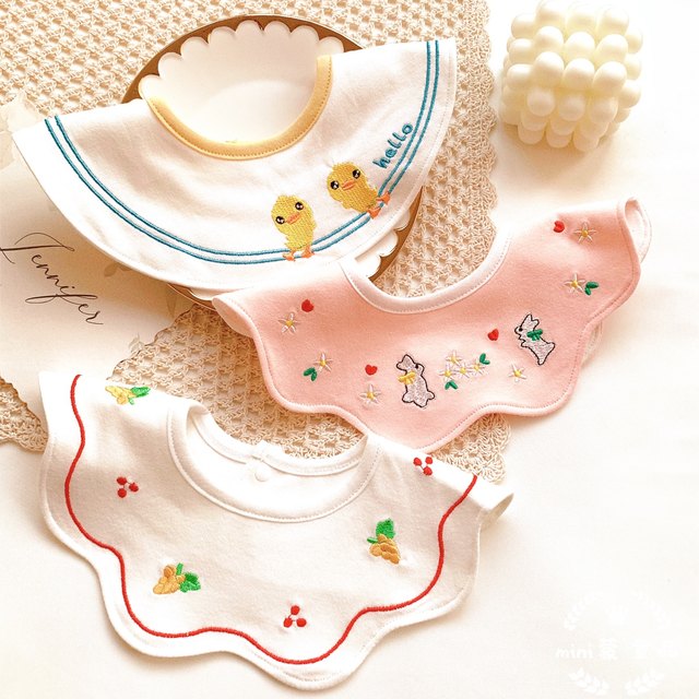 Korean version ins baby saliva napkin waterproof eating bib baby pure cotton bib 360 degree rotation anti-vomiting
