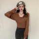Plus size women's clothing for fat mm slimming inner bottoming sweater top autumn 2023 new fake two-piece long-sleeved sweater
