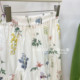 Korean sweet flower a-line elastic waist pleated skirt for women in summer new small sweet midi skirt
