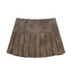 JIN homemade 23 autumn American retro hot girl style solid color pleated short skirt makes you look slim and long legs versatile A-line skirt leather skirt