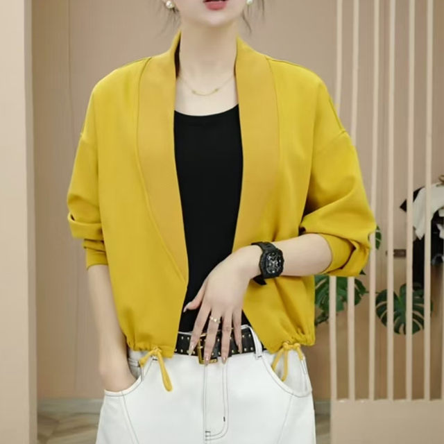 European buttonless sweatshirt design long-sleeved short jacket spring ...