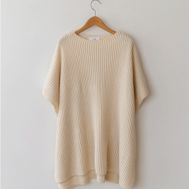 Japanese and Korean chic2024 autumn loose large size lazy clean color loose pullover cape shawl vest top