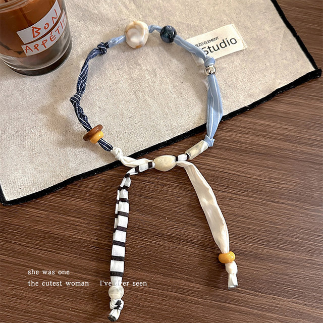 Interesting fabric splicing necklace, high-end light luxury niche sweater chain, halter neck accessories, neck chain, women's clavicle chain