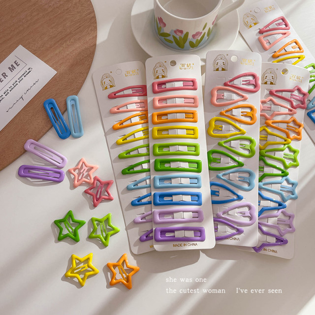 Colorful star hair clip children's bangs clip girl's forehead broken hair drops bb clip small clip hair card baby headdress