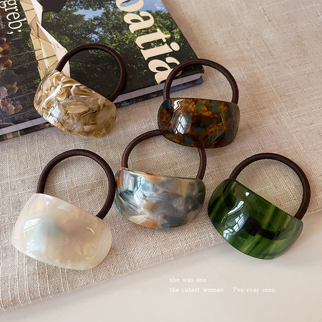 Simple temperament hair rope for women tied with ponytail head rope Mermaid Ji white hair ring headdress high elastic durable leather case rubber band