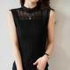 White top lace sweater knitting bottoming shirt French sleeveless suspender vest female half high neck in a suit