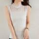 White top lace sweater knitting bottoming shirt French sleeveless suspender vest female half high neck in a suit