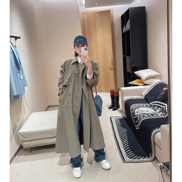 NancyCavally selected merino ultrafine wool light luxury expensive wool long classic windbreaker