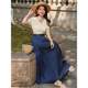 
High-end 2025 spring and summer new high-waisted gray pleated skirt pocket skirt large size A-line slim and versatile women