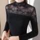 2025 women's spring and autumn new product lace spliced ​​stand collar long sleeves for women's inner slim fit slim bottom shirt for women