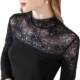 2025 women's spring and autumn new product lace spliced ​​stand collar long sleeves for women's inner slim fit slim bottom shirt for women