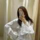 French niche 2025 early spring retro exquisite hollow flared sleeve strap bag buckle stand collar white shirt
