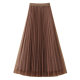 Through -dressed skirt on both sides, spring and summer, women's high -waisted beaded pleated skirt A -line medium long net yarn skirt
