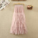 Irregular mesh skirt spring and summer women's new high -waisted puffed lotus leaf cake skirt medium long A -line skirt