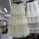 Gentle and sweet lace skirt for women in spring and summer new high-waisted ruffle skirt spliced ​​layered mesh cake skirt