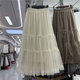 Sweet beaded bow mesh skirt skirt spring and summer new high-waisted spliced ​​cake skirt fairy skirt gauze skirt