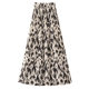 Retro leopard print skirt for women summer high waist slim mid-length printed chiffon pleated skirt A-line beach long skirt