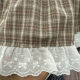 Retro plaid pocket skirt for women in spring and summer new high-waisted ruffle skirt for women lace spliced ​​plaid a-line skirt