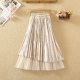 Spring and autumn Korean version of high waist is thin and sweet, sweet net gauze, golden velvet skirt in the long fairy skirt in the middle of the golden velvet skirt