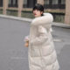 Ruonan 2024 down jacket women's middle length Korean version loose, thick, simple, simple winter Da Mao collar college wind outside the wind