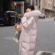 Ruonan 2024 down jacket women's middle length Korean version loose, thick, simple, simple winter Da Mao collar college wind outside the wind