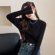 Tangshi sweater women's inner wear 2024 autumn and winter new style half turtleneck splicing bottoming shirt Maillard top white