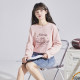 Tangshi 2024 autumn new women's long-sleeved T-shirt loose round neck sweet top pink pure cotton inner base qc