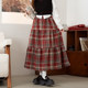Tang Shi skirt for women 2024 autumn and winter new high-waisted slim plaid long skirt versatile wool thick cake skirt qz
