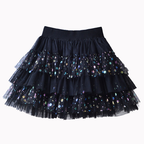 Summer high waist, thin waist, all -round skirt dancing big puffed skirt, multi -layer sequin cake short skirt, lady