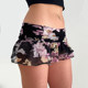 FabGirls romantic floral print cascading low waist cake skirt retro versatile slim mini skirt
