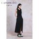 Gaos Xuelan 2025 summer new irregular spliced ​​slit skirt retro elegant little black skirt 25217385