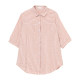 Cropped sleeve shirt for women in summer new plus size plus size women's loose mid-length trendy striped short-sleeved shirt