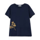 Short -sleeved T -shirt women in summer plus fertilizer, increase women's loose middle -aged mother embroidered casual cotton thin and thin