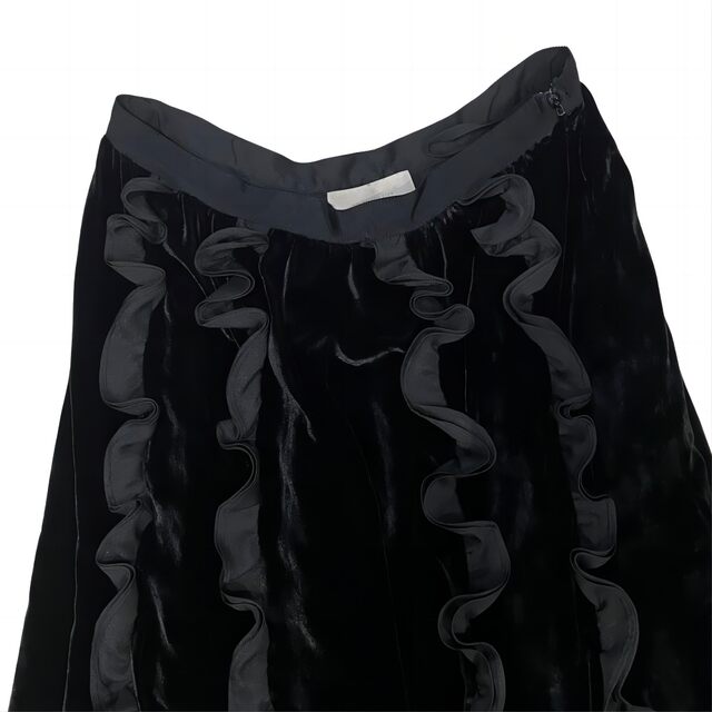 Women's autumn new winter sweet velvet silk heavy industry ruffle skirt high-end fashion niche long skirt