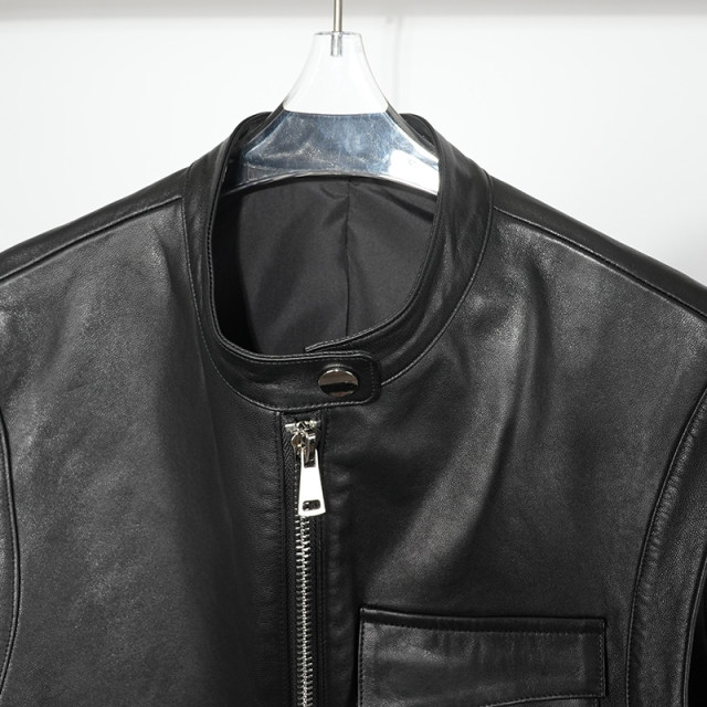 2024 autumn high -level sense stand -up leather vest ladies sheep leather sheepskin vest, shoulder carrier horse clip short jacket