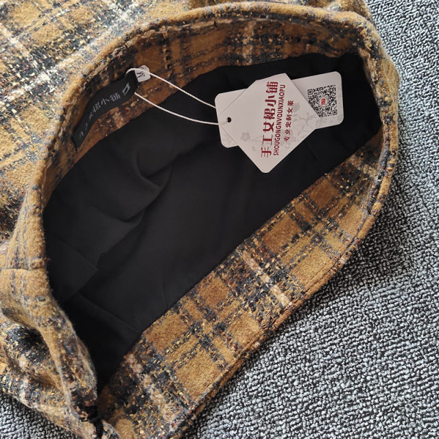 Mao woolen plaid skirt female autumn and winter retro plaid skirt A sub -skirt high -waisted hip straight skirt one -step skirt