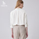 Hazzys Fashion Women's White Loose Cropped Sleeve Shirt Top Women's Casual Summer Shirt Jacket