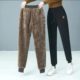 Women's 2024 winter new style loose woolen pants with velvet and thickened leg casual pants, fashionable and versatile harem pants and sweatpants