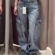 2025 Spring new style women's clothing straps workwear mid-waist jeans straight trousers8197237 807
